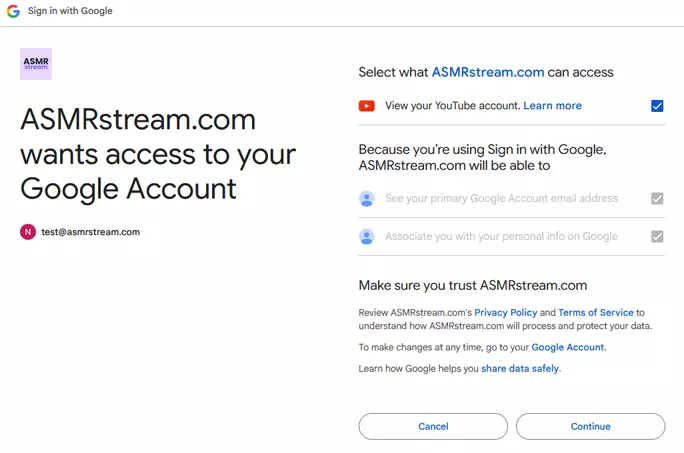 Screenshot of Google permission screen showing limited access requests